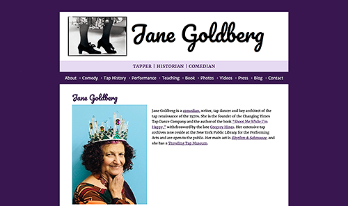 Screenshot of Jane Goldberg (redesign)